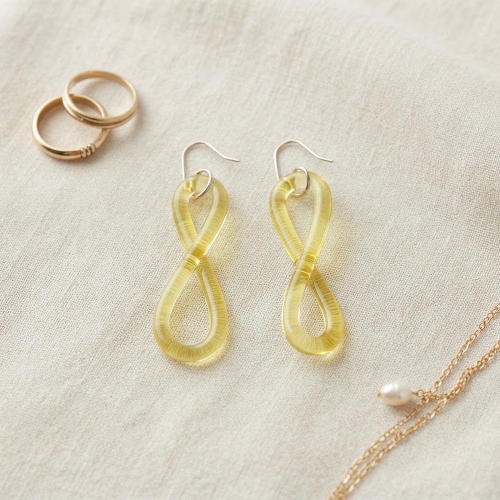 Open Edit Resin Twist Drop Earrings Women OS Yellow Infinity Statement Modern